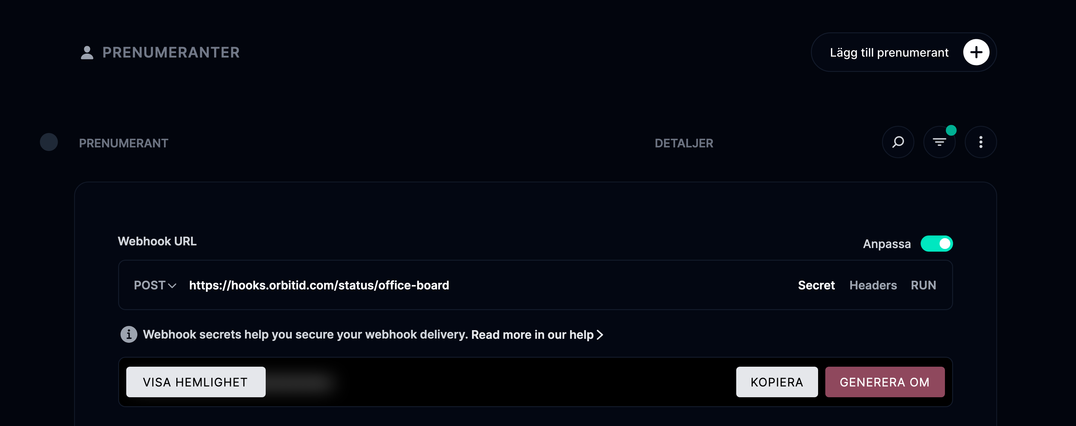 Webhook-hemlighet