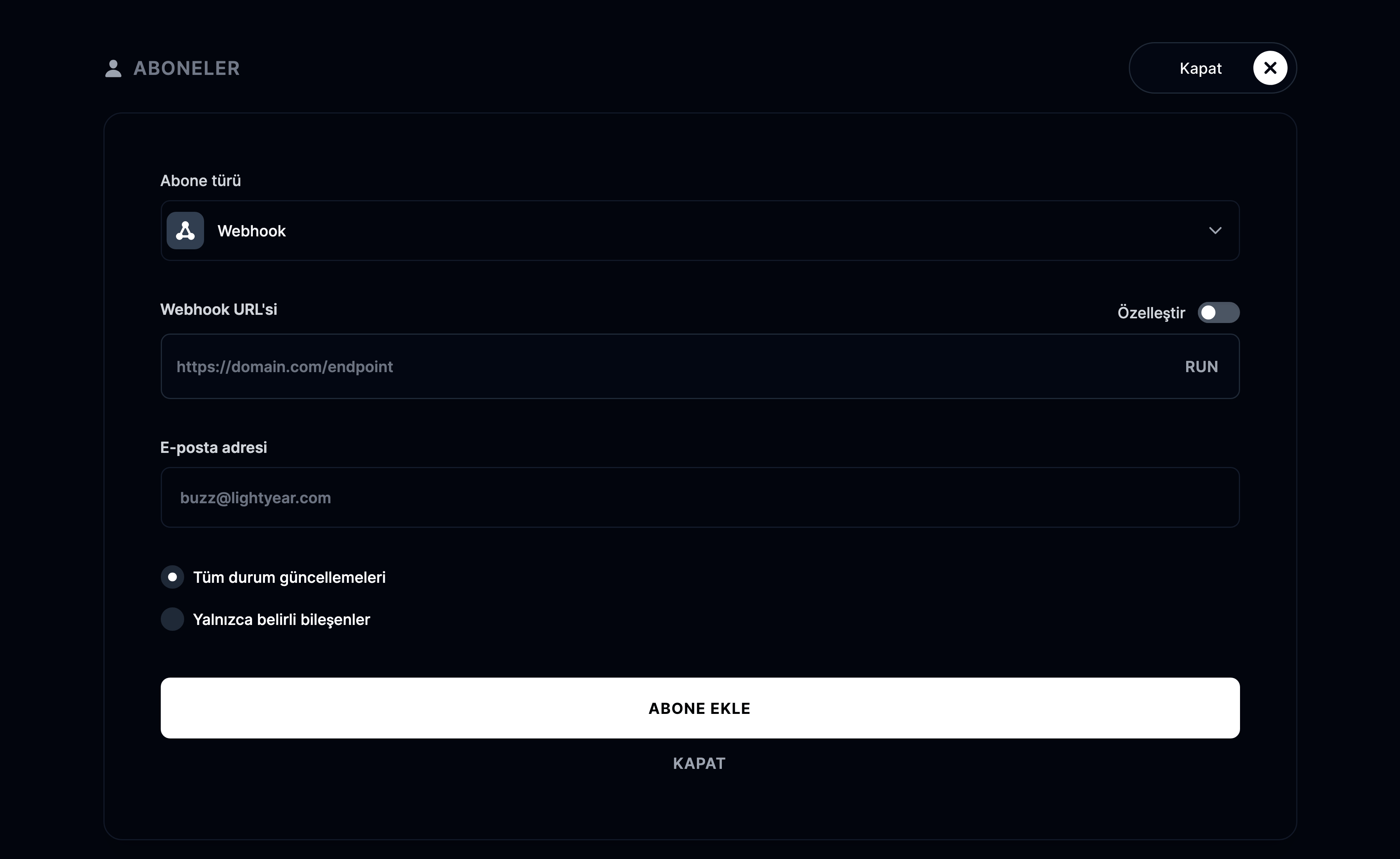 Webhook abonesi