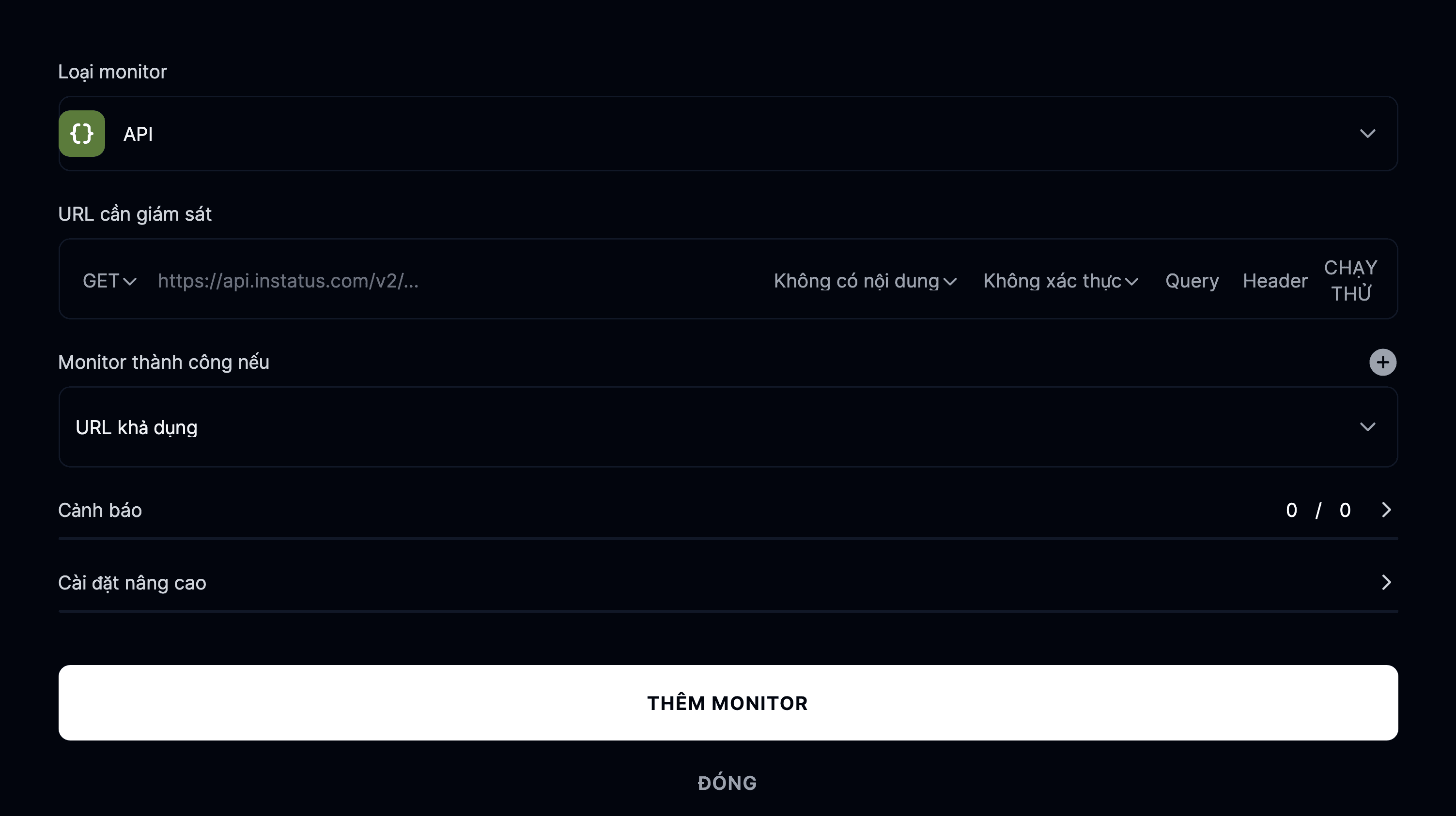 Thêm monitor API