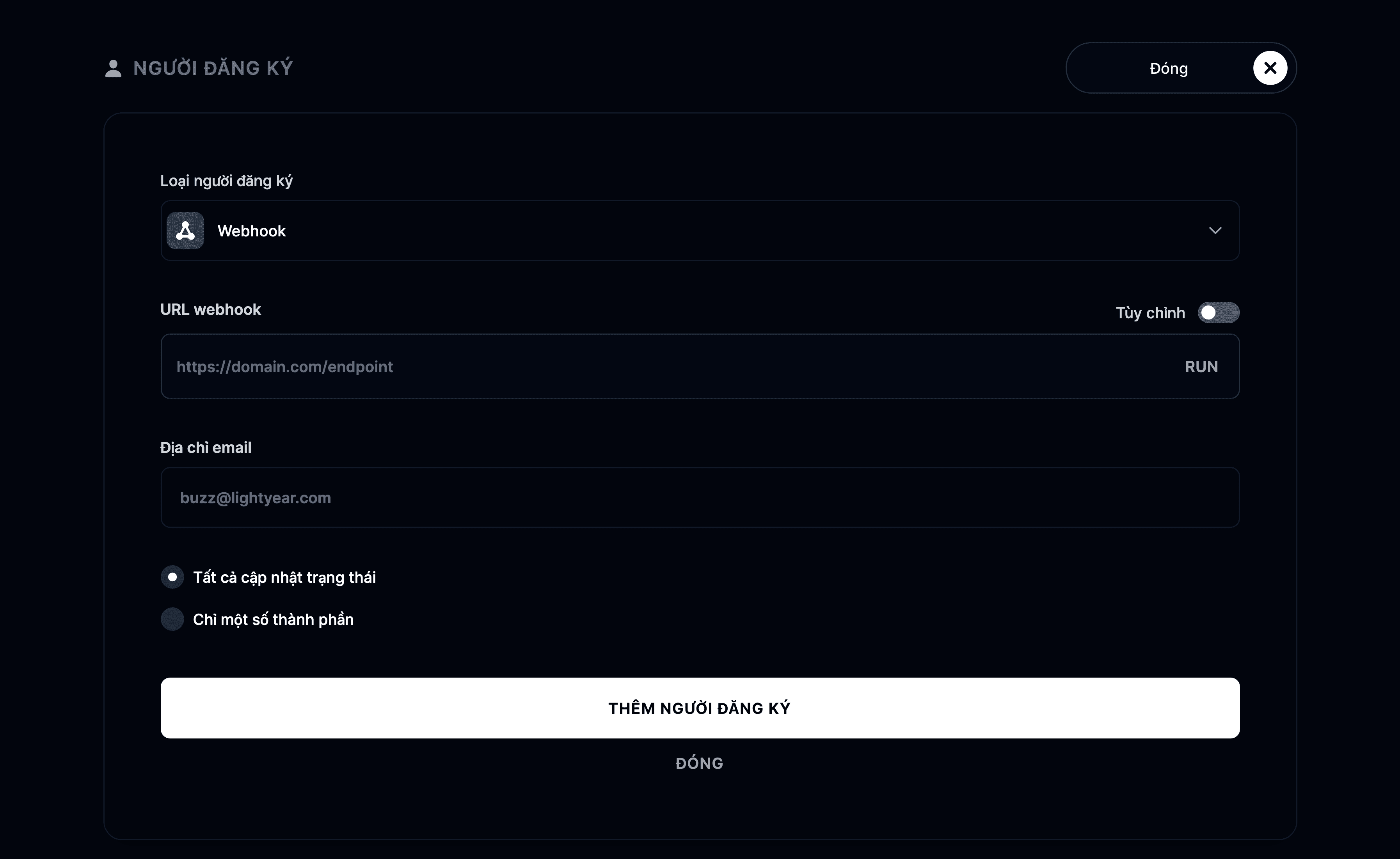 Người đăng ký webhook