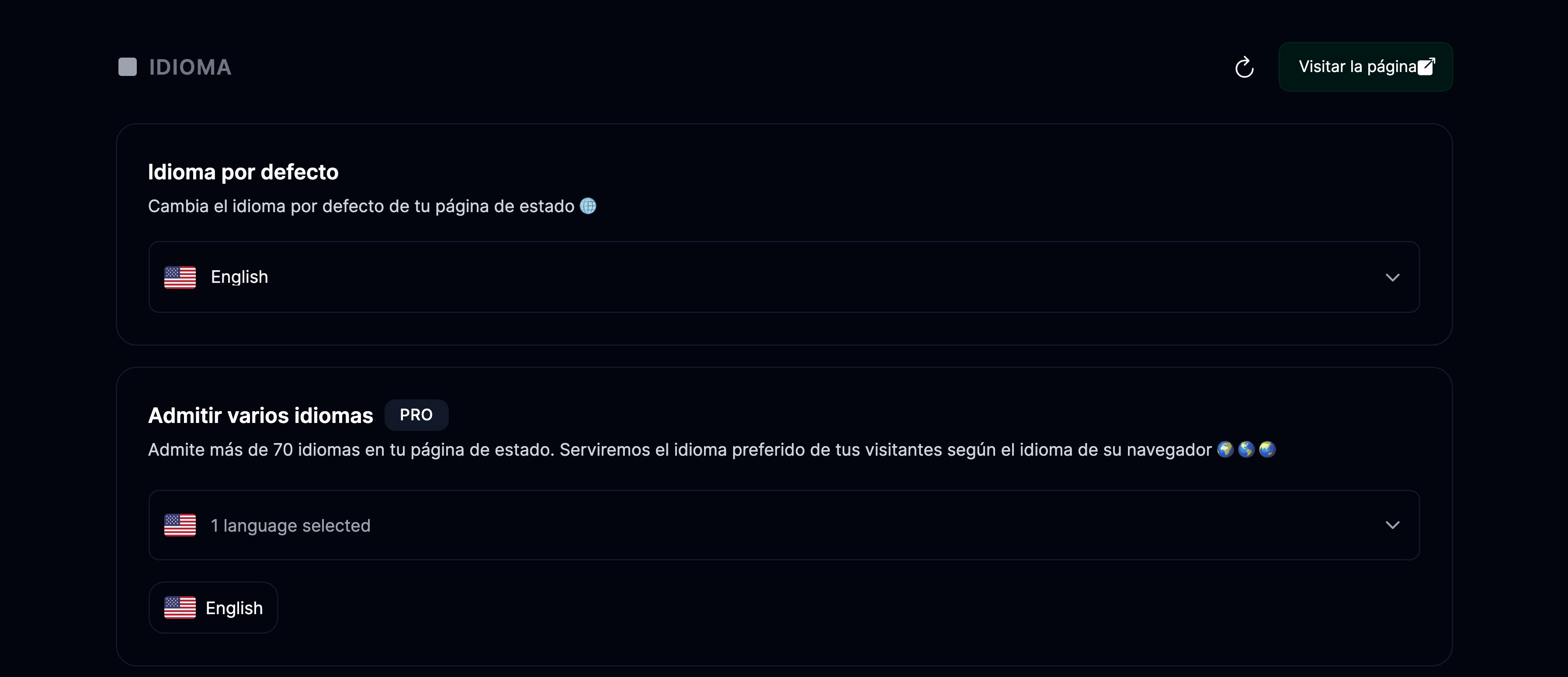 Configuración de idioma