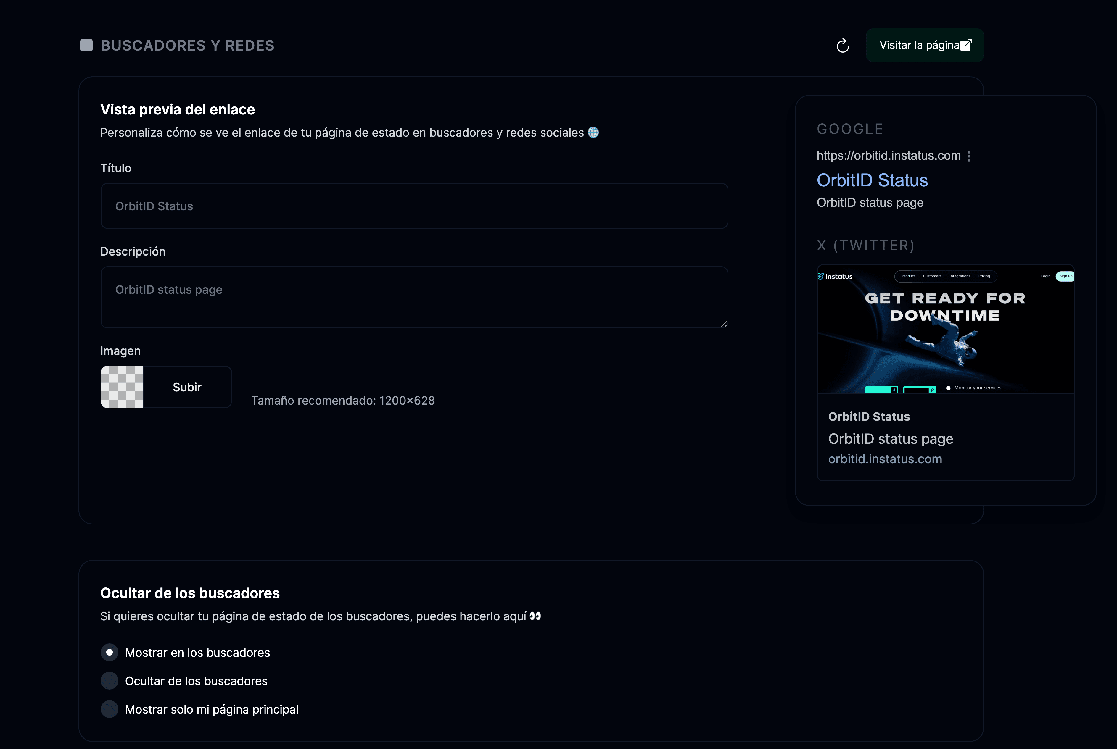 Configuración de buscadores y redes