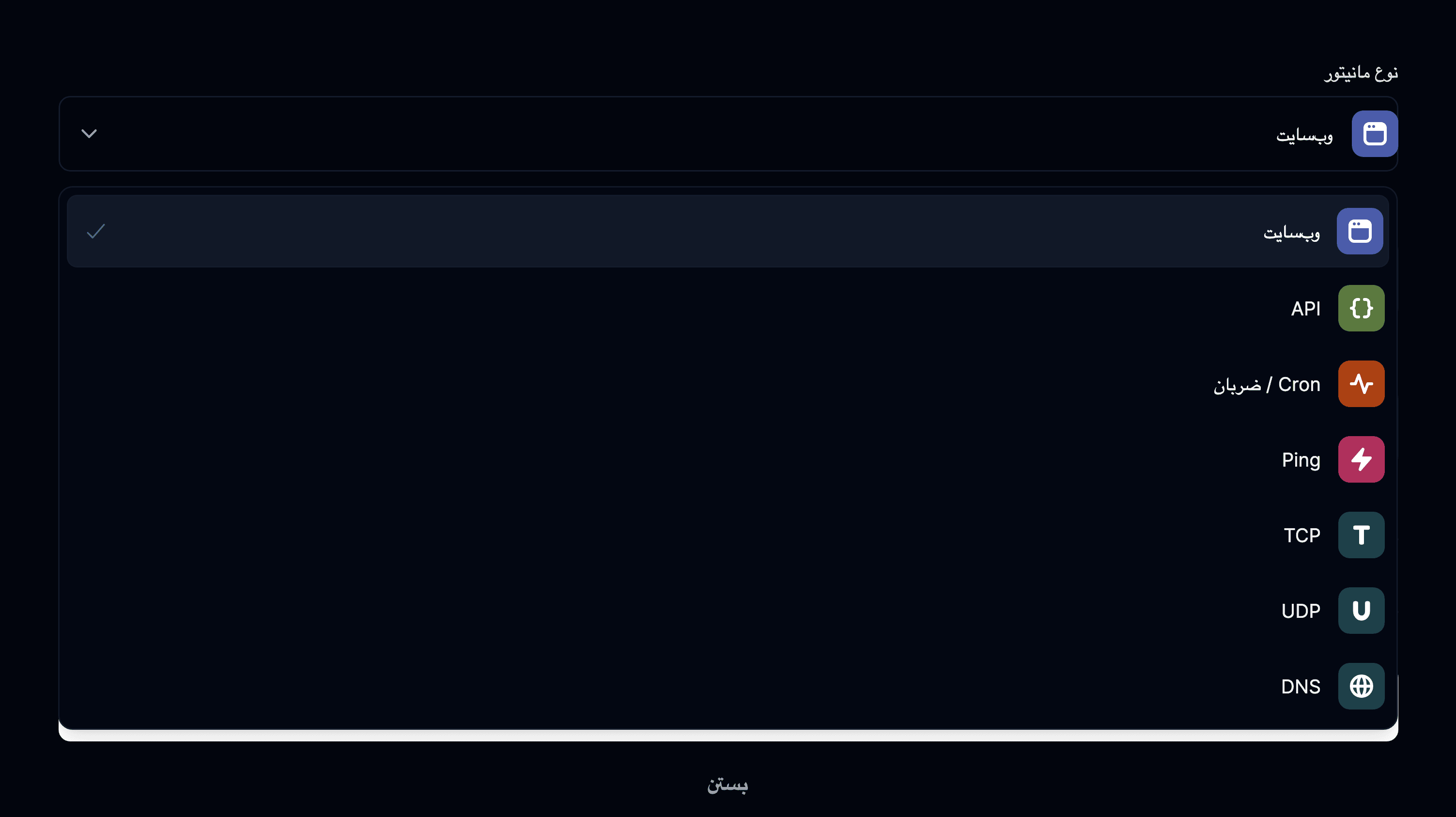 نوع مانیتور وبسایت