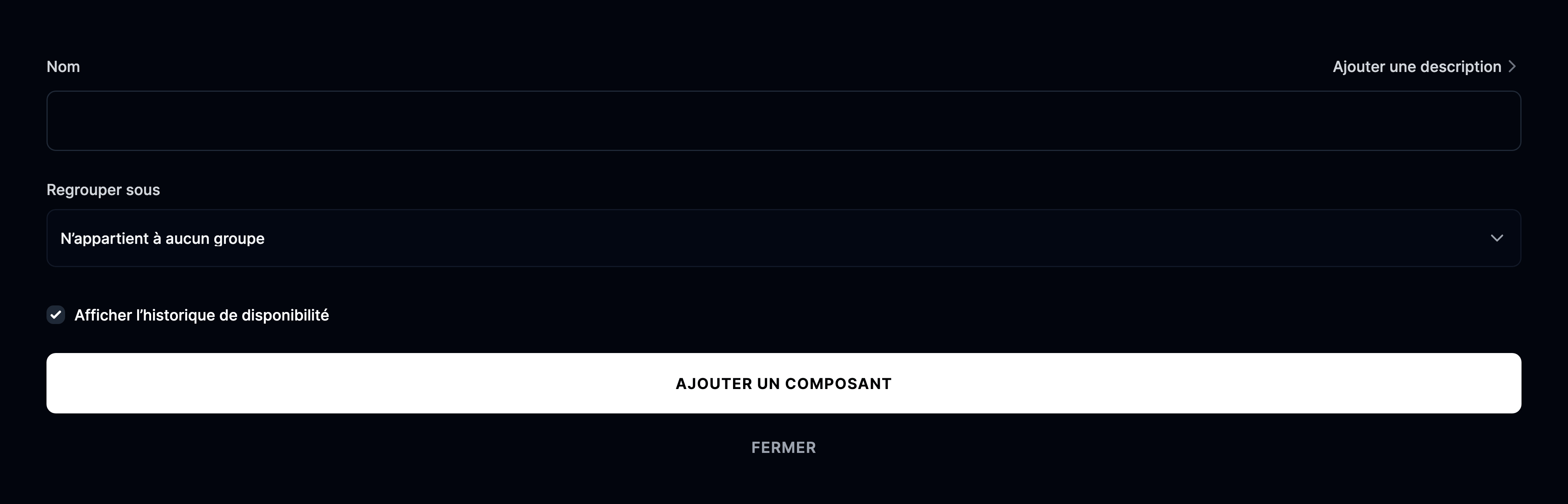 Ajouter un nouveau composant