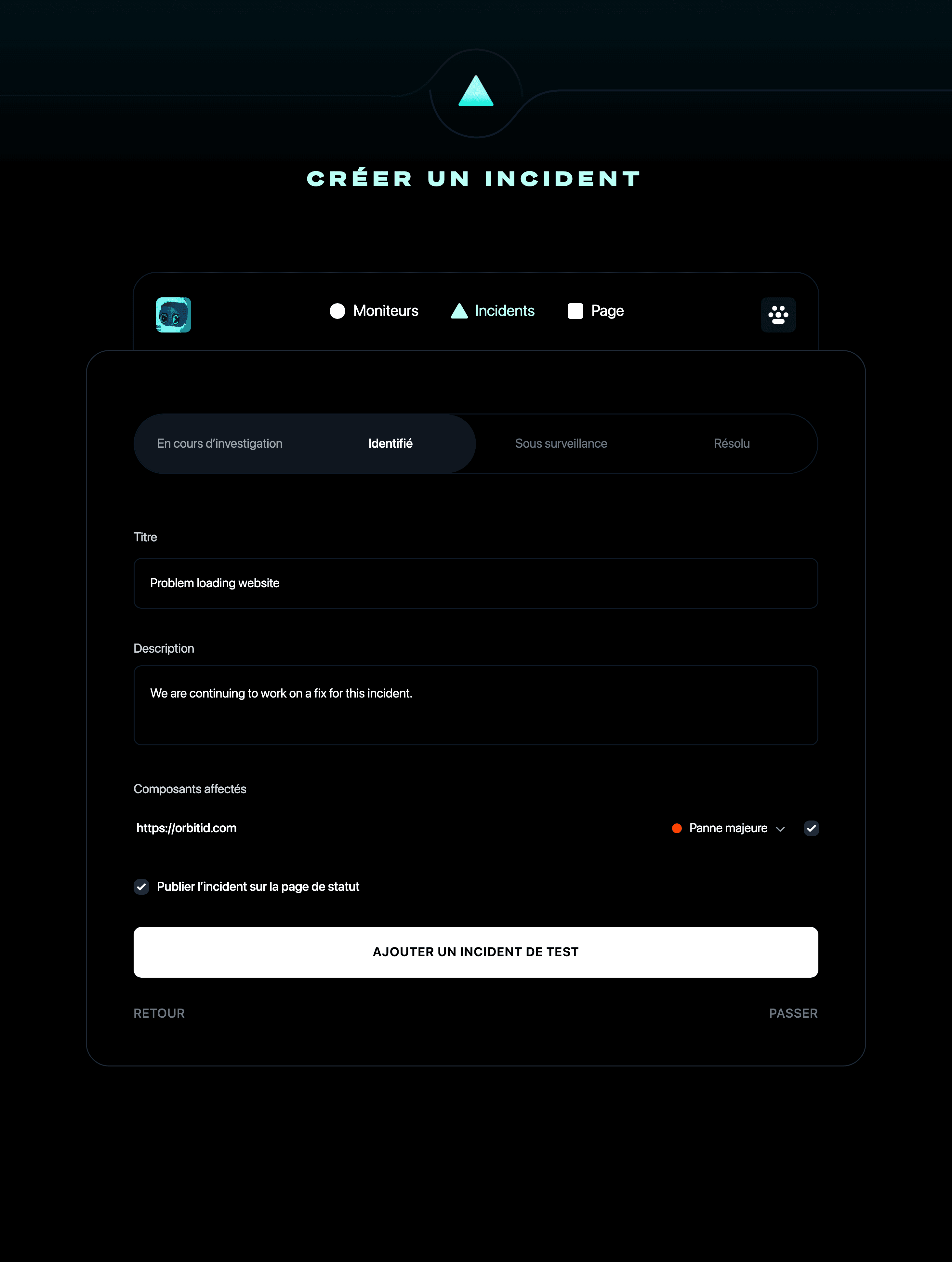 Créer un incident