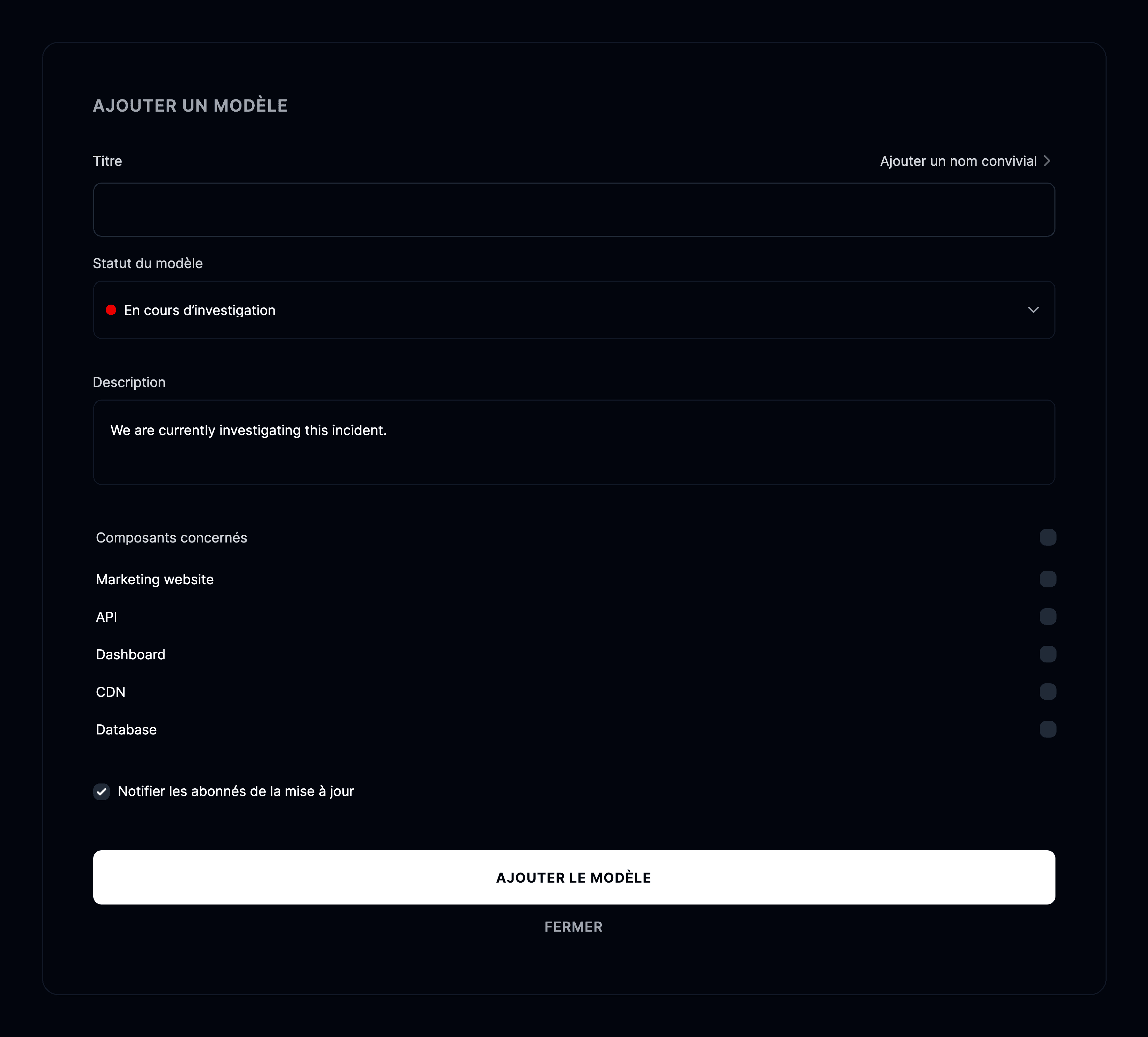 Ajouter un nouveau modèle