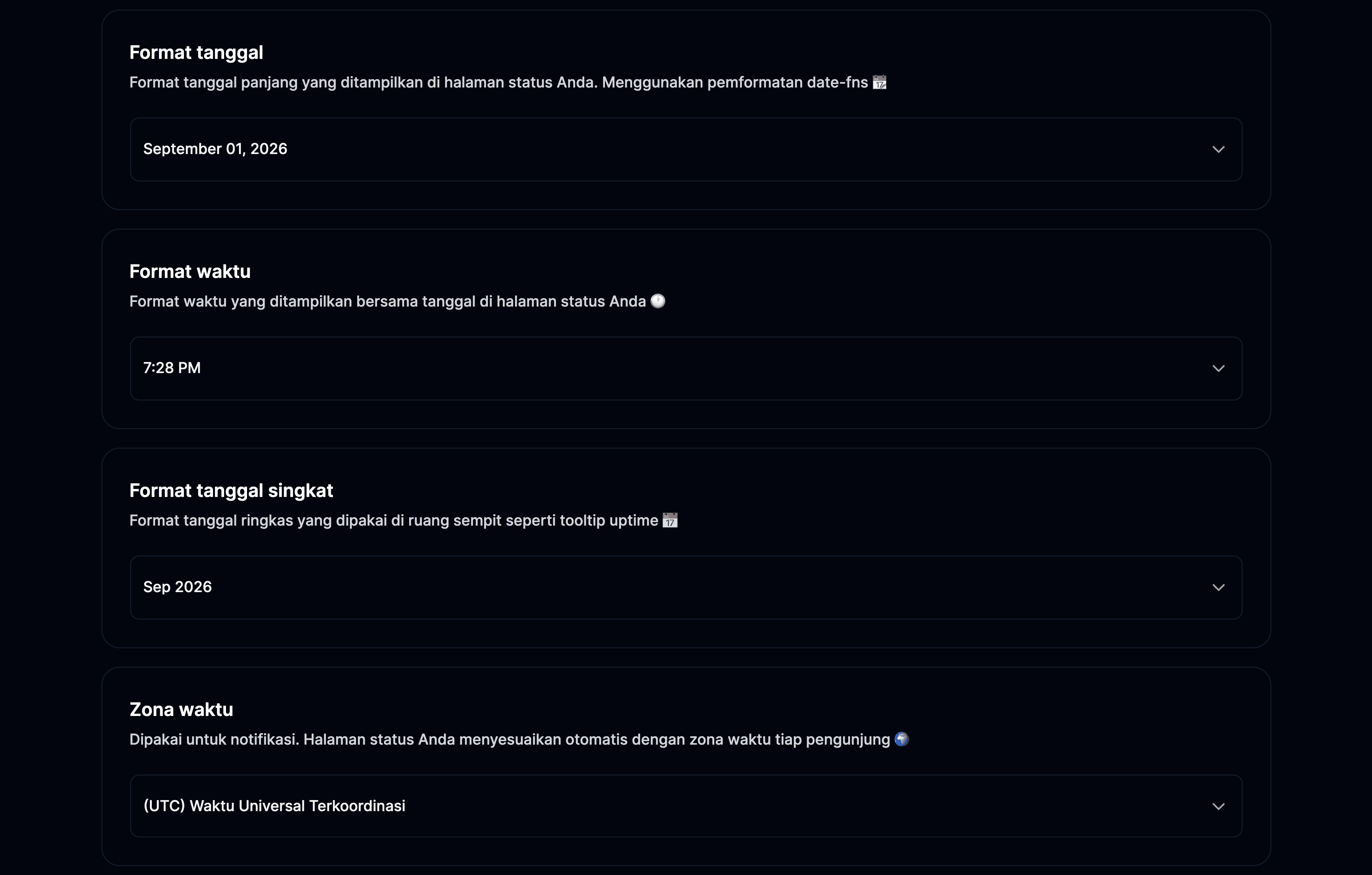 Pengaturan format tanggal dan waktu