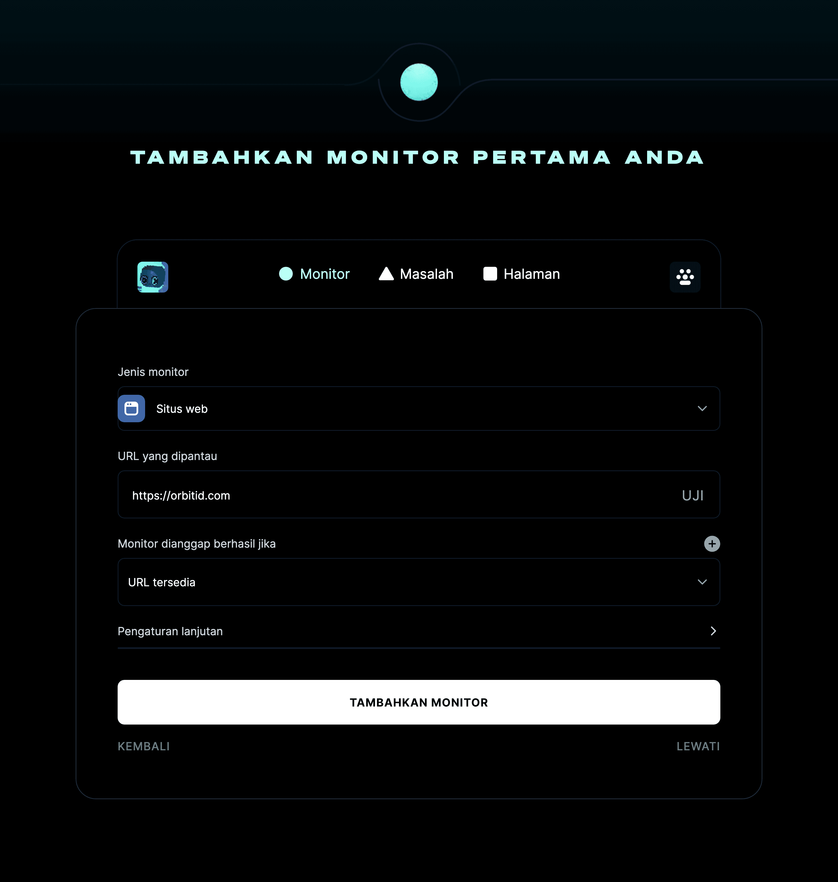 Tambahkan monitor pertama Anda