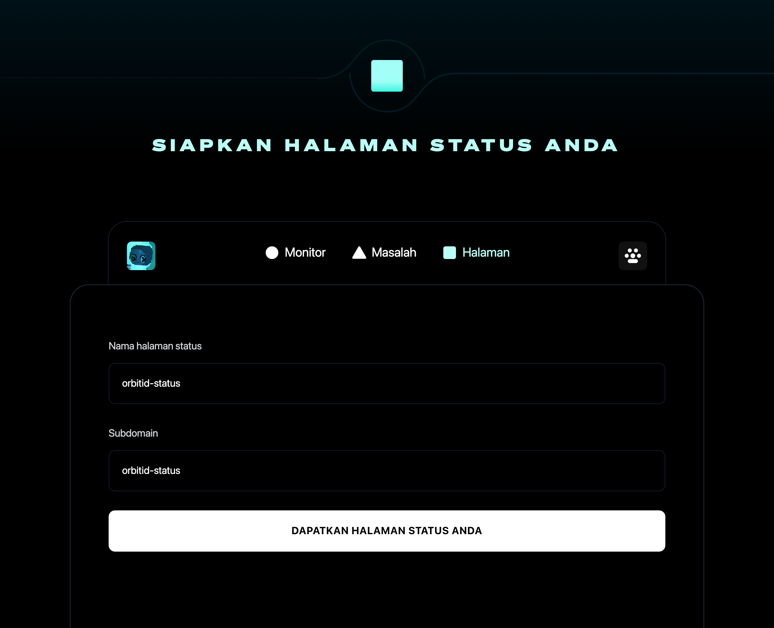 Siapkan halaman status Anda