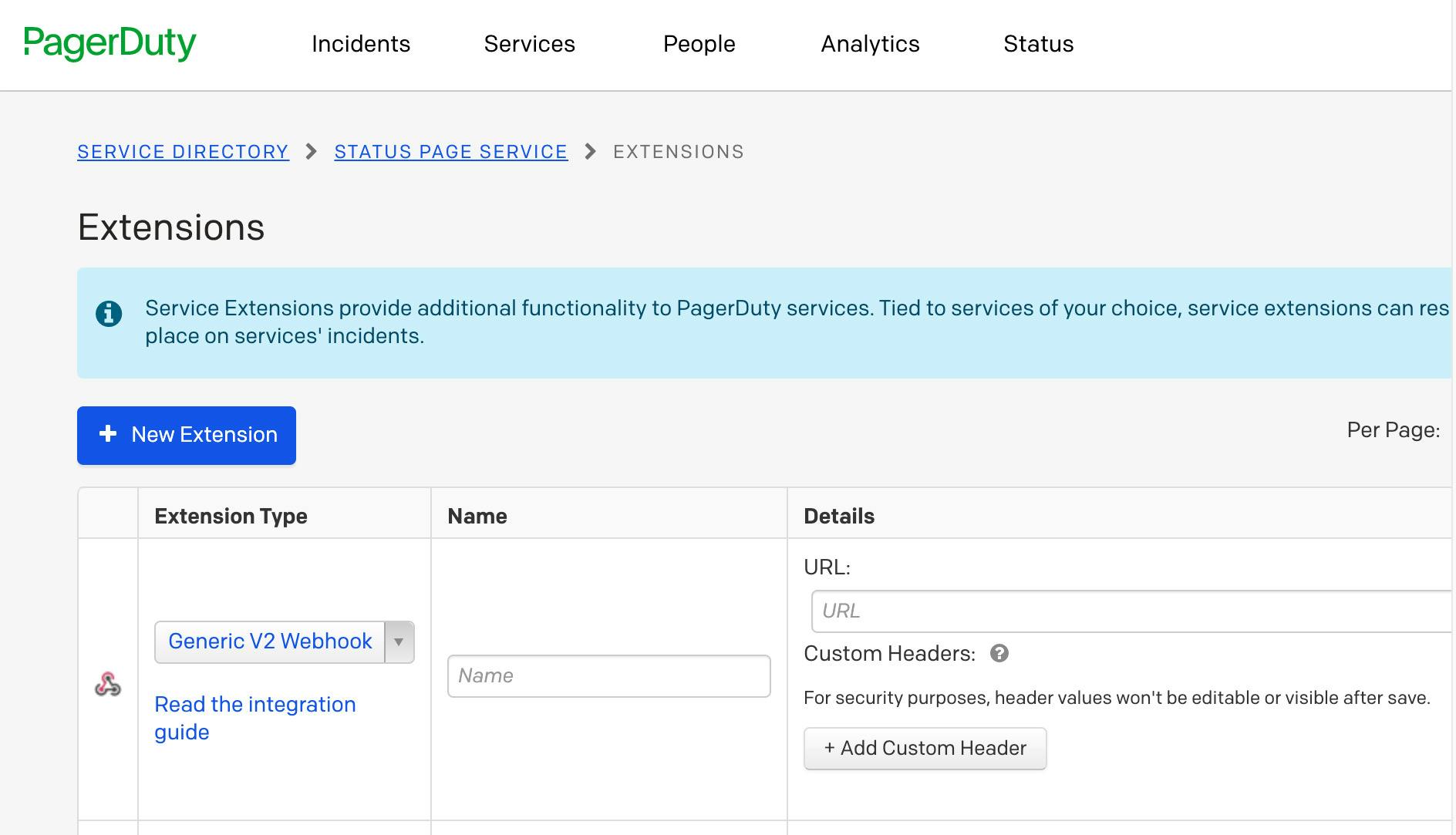 Add your webhook to PagerDuty