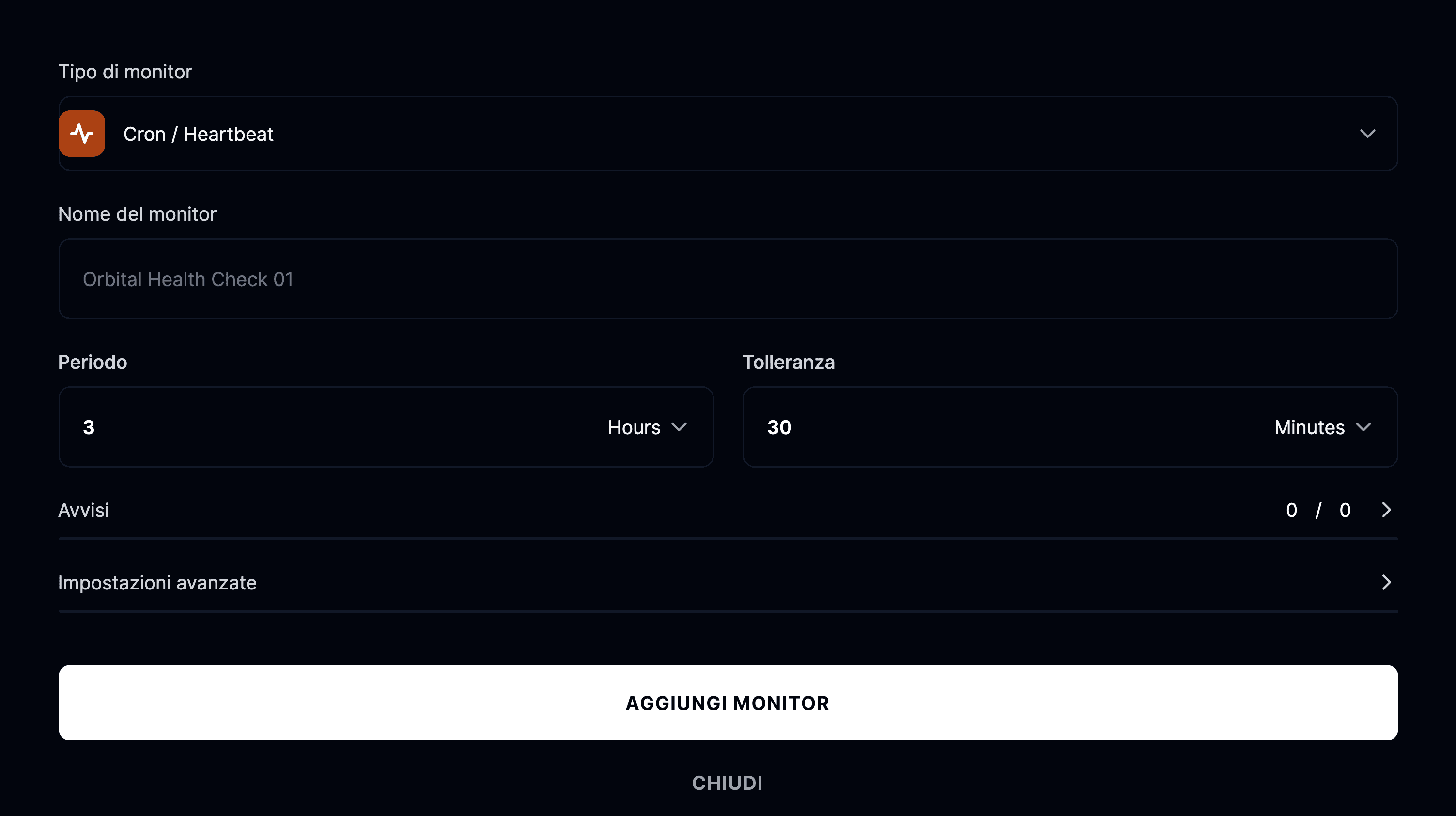 Aggiungi monitor