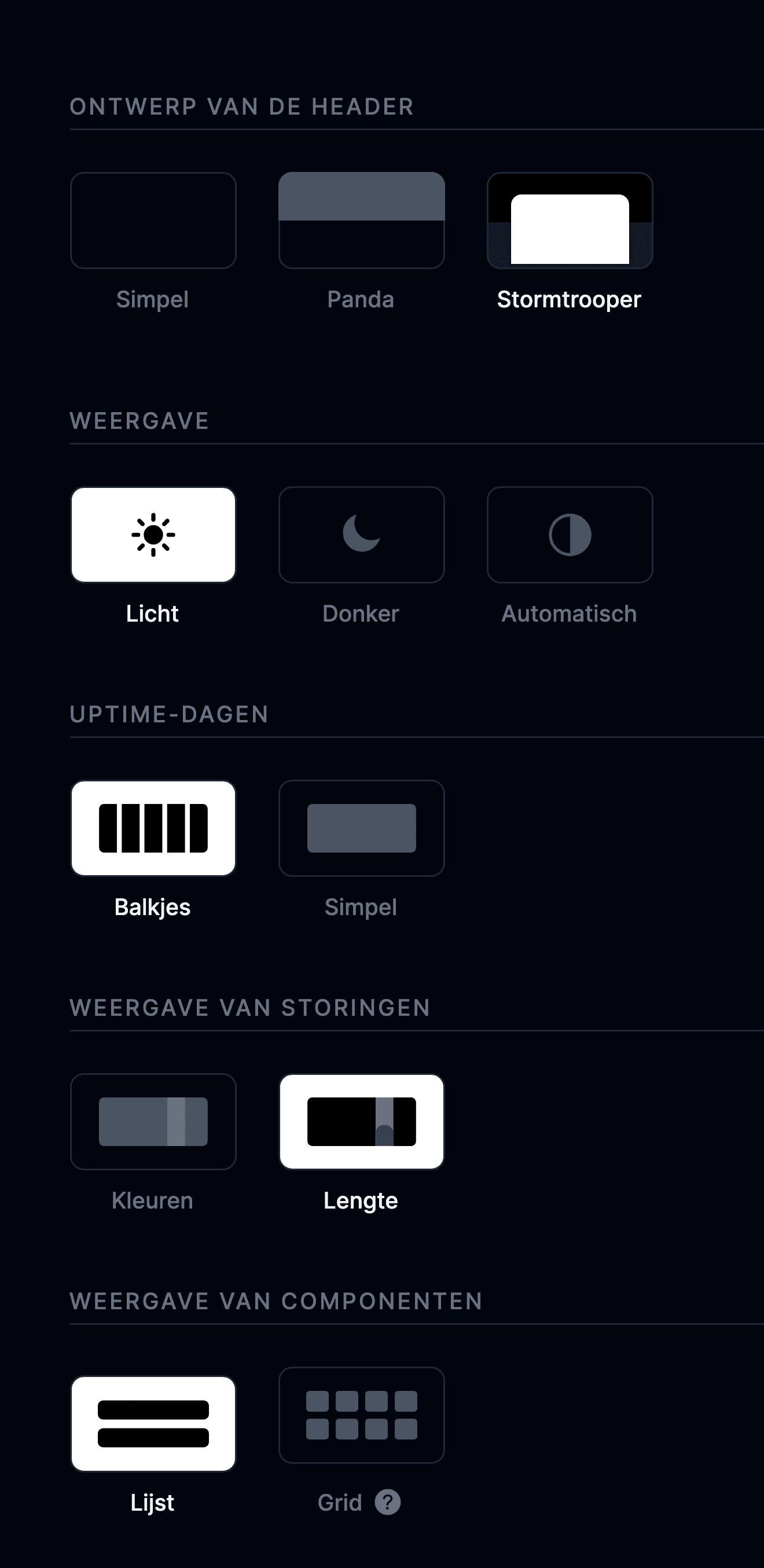 Ontwerpinstellingen