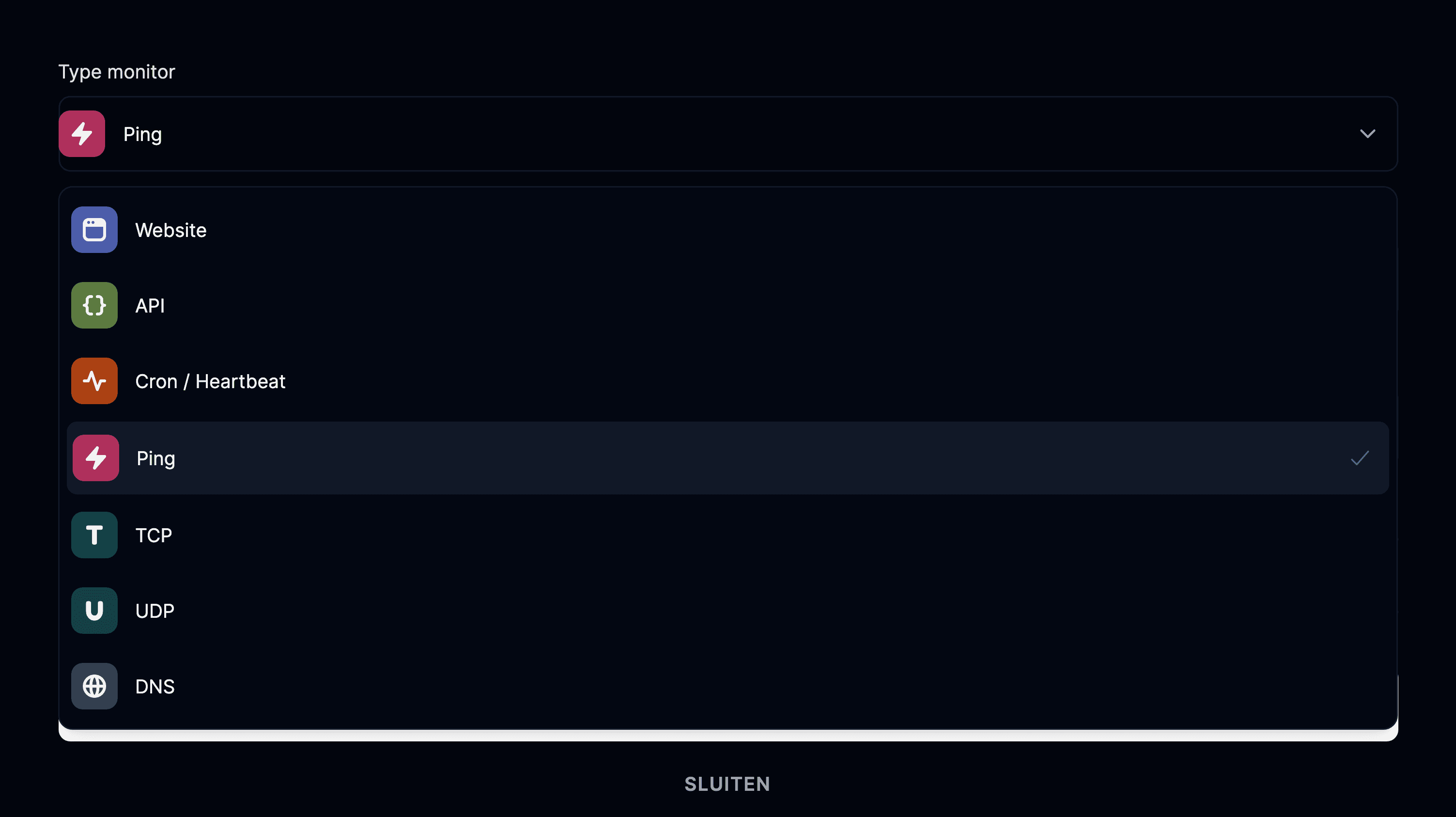 Type monitor: ping