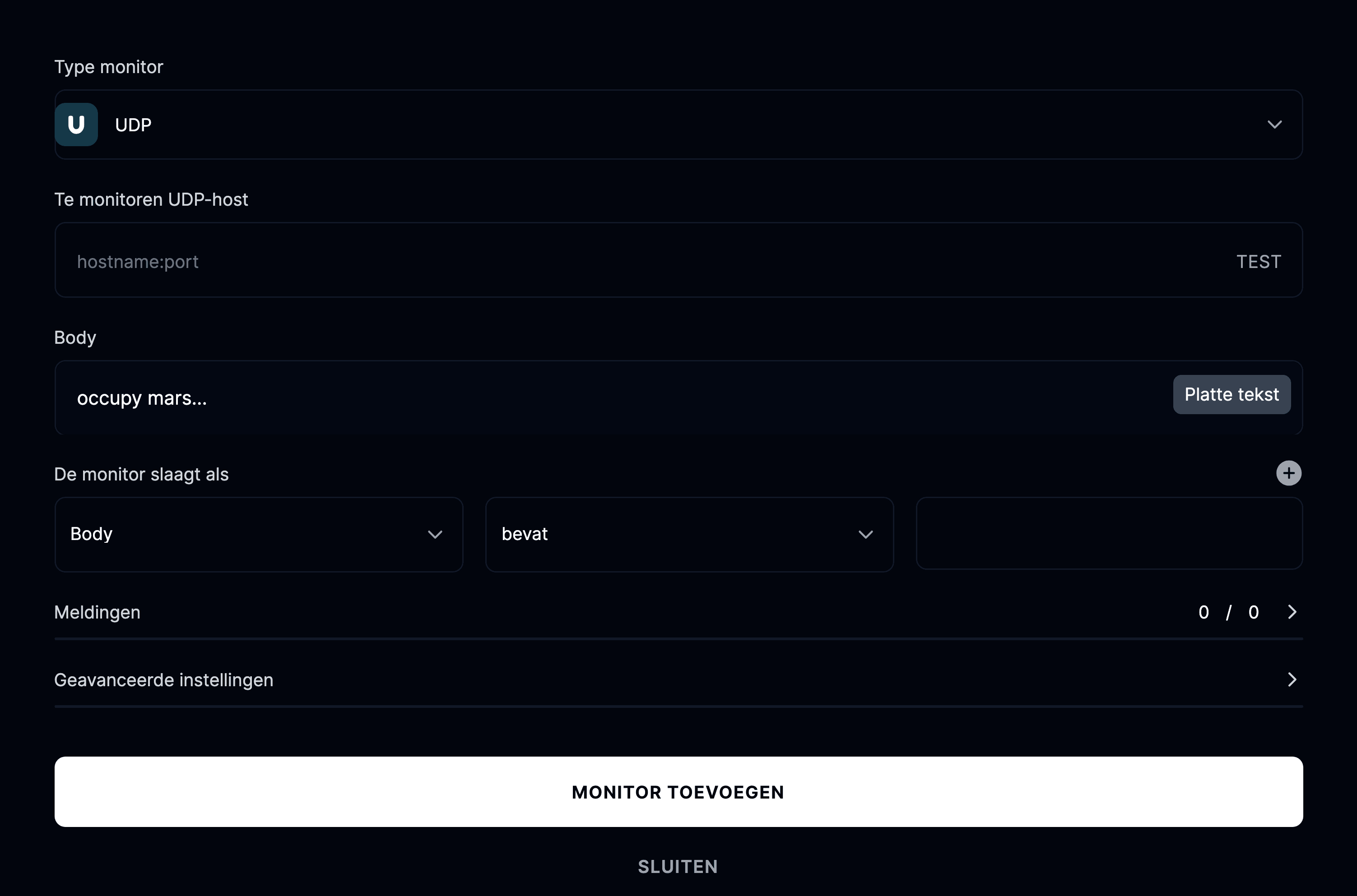 UDP-monitor toevoegen