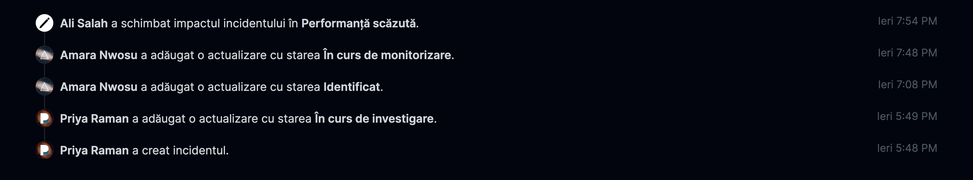 Jurnalul de activitate pentru o problemă