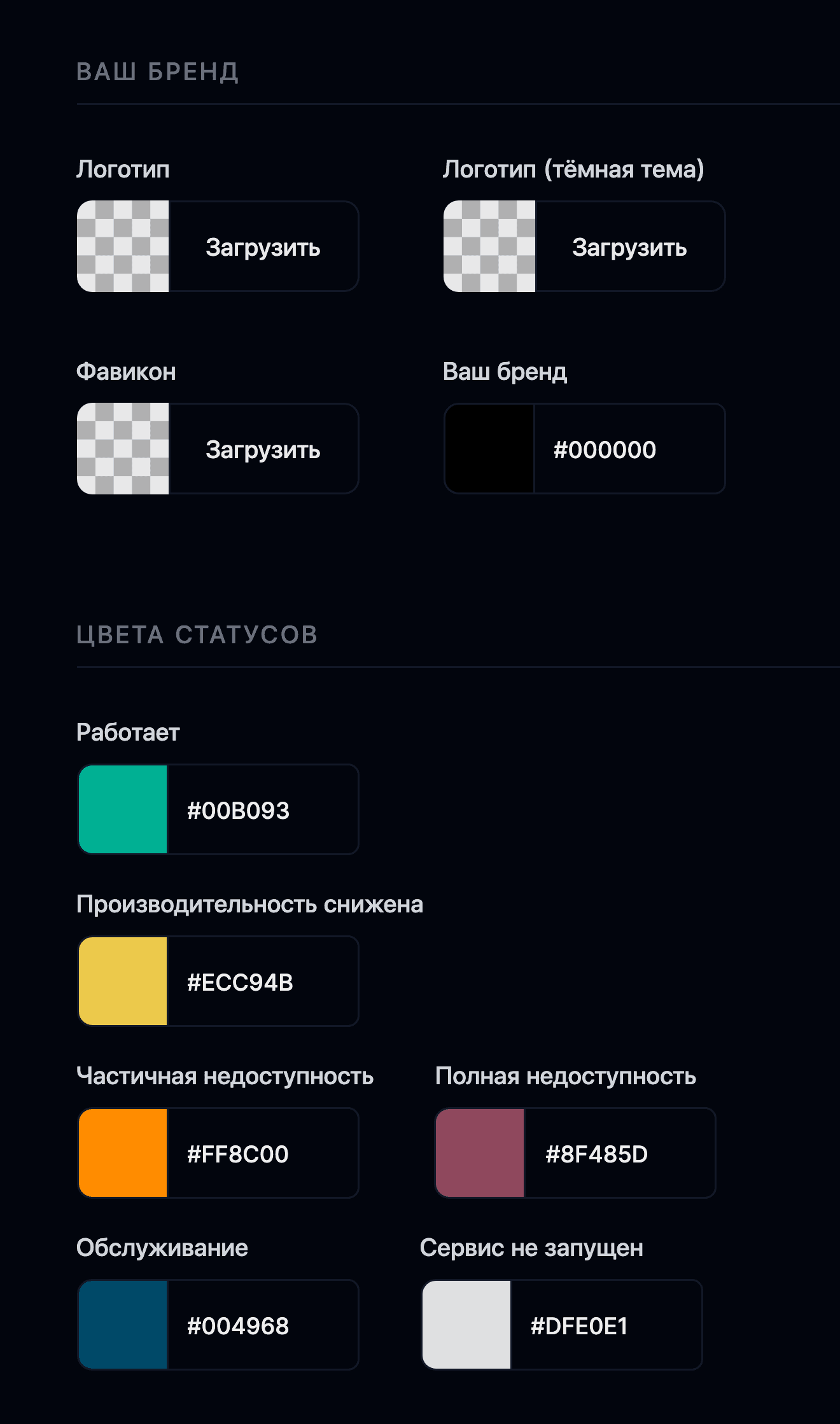 Настройки бренда