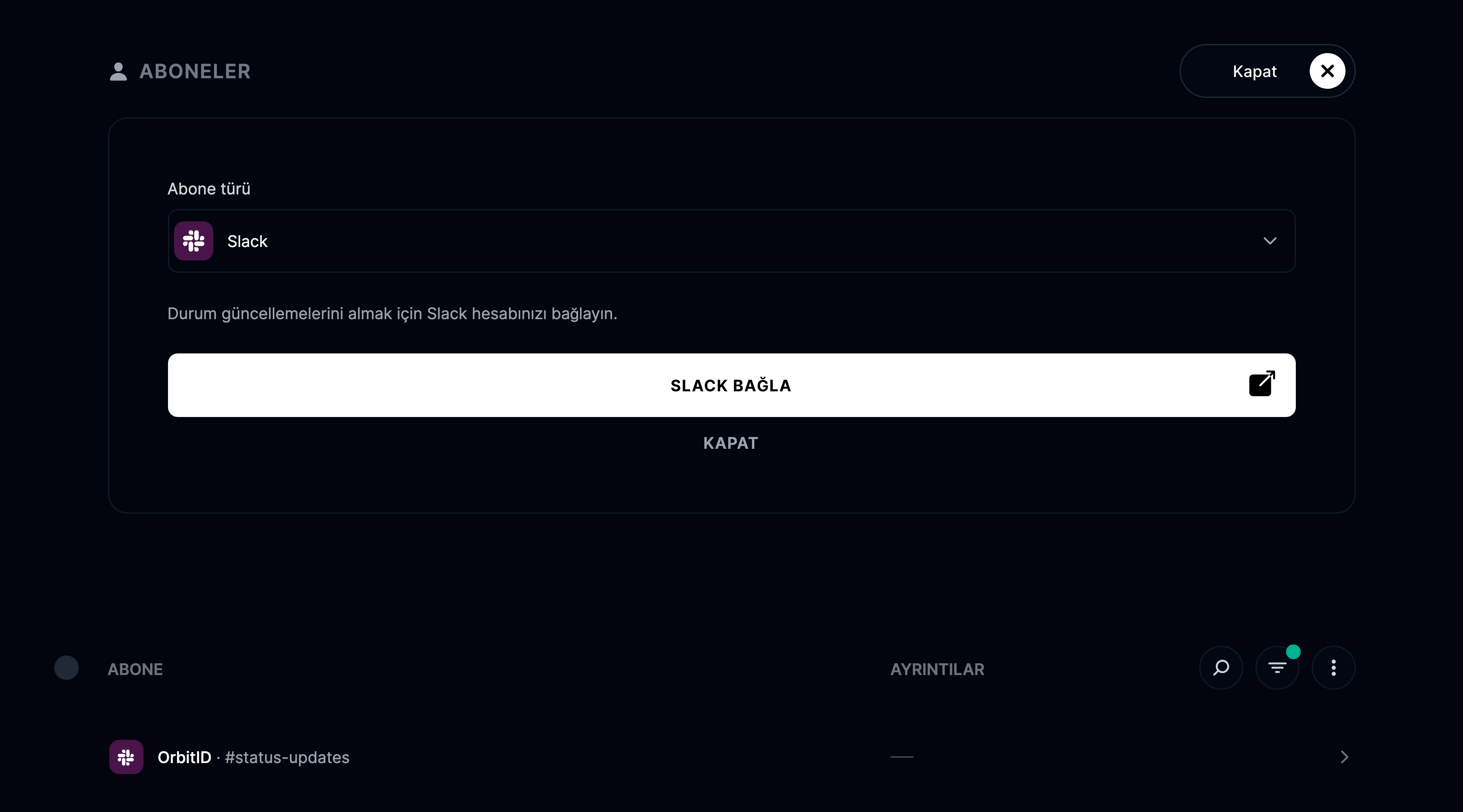 Slack entegrasyonu