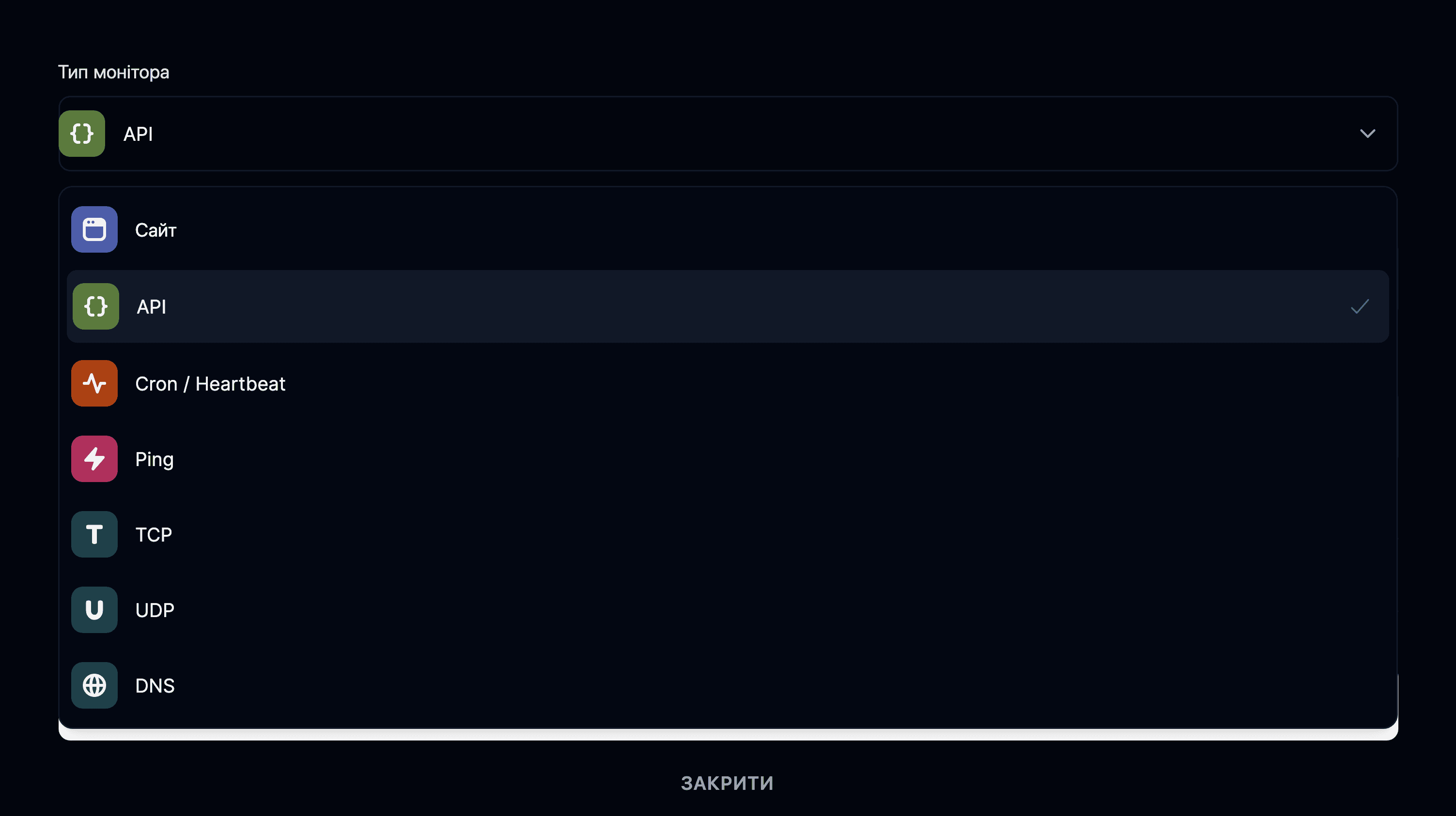 Тип монітора API