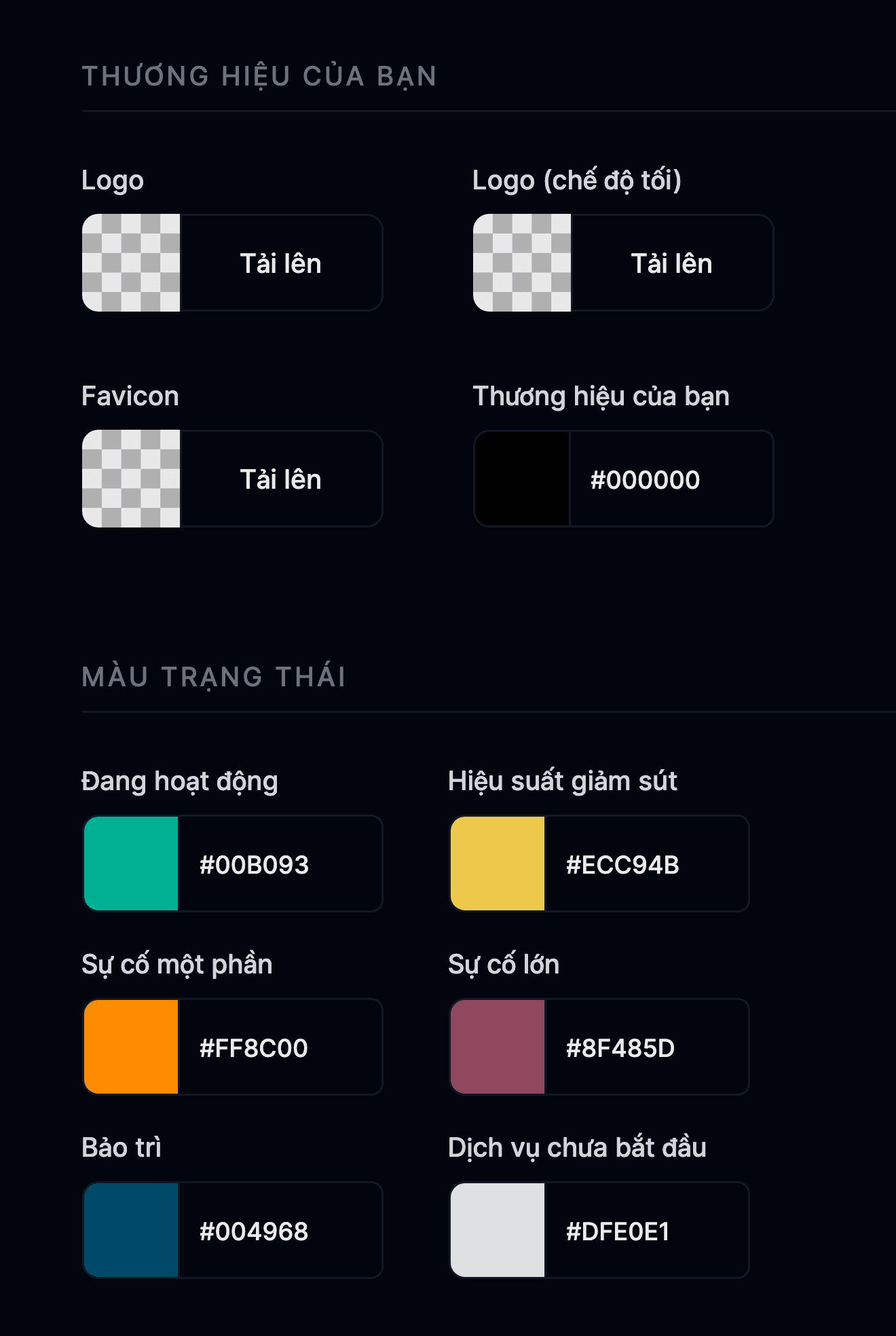 Cài đặt thương hiệu