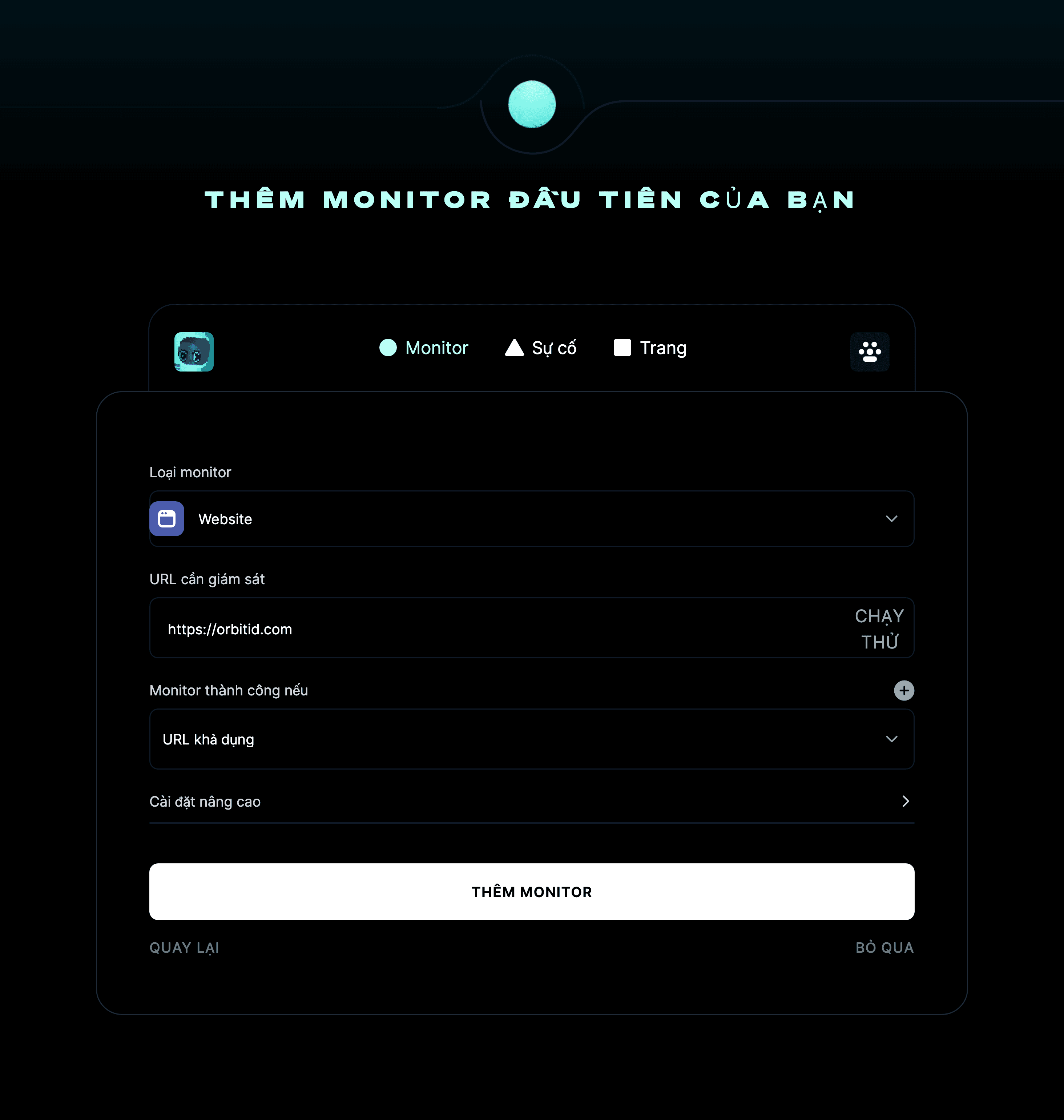 Thêm monitor đầu tiên của bạn