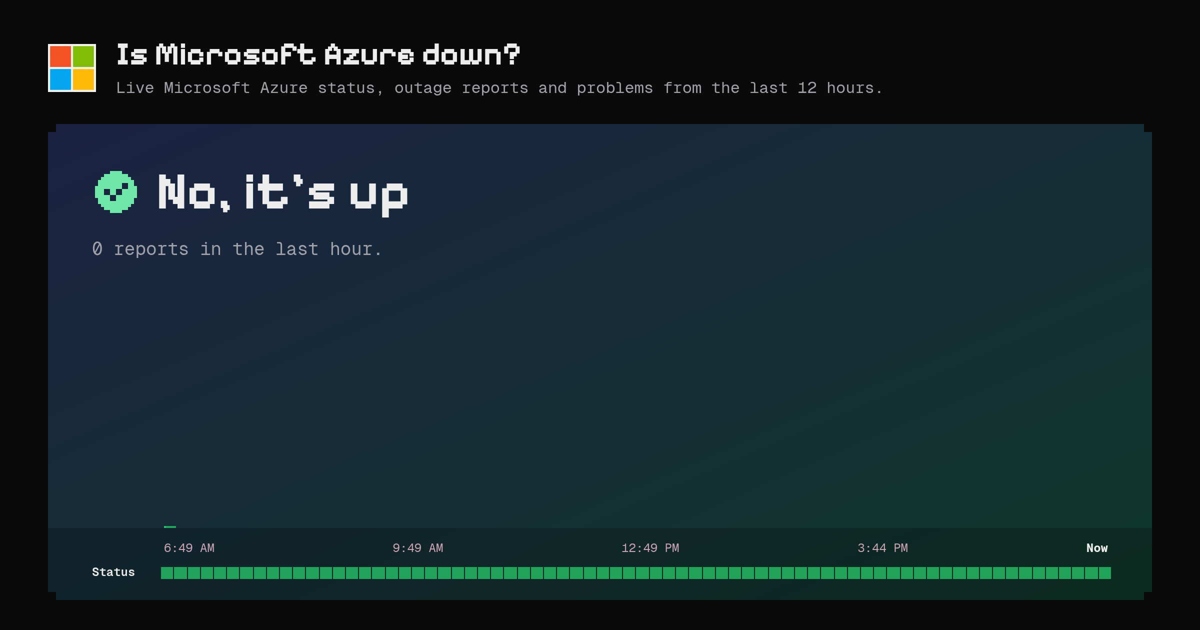 ¿Está caído Microsoft Azure? · now/azure.microsoft.com – Instatus Now