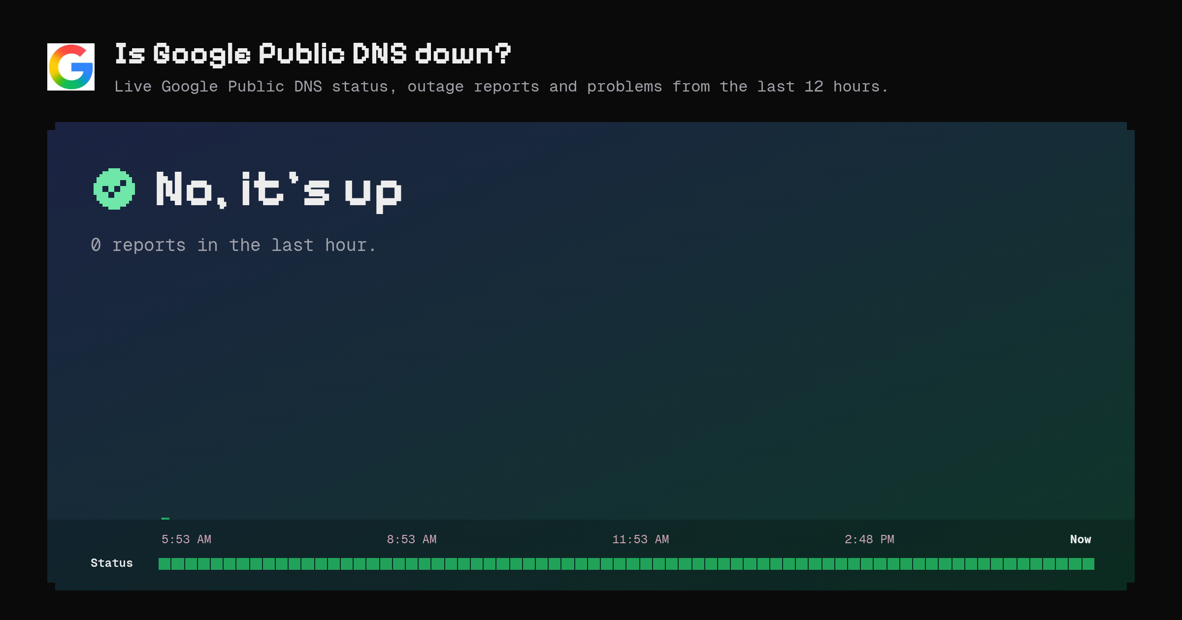 Is Google Public DNS down? Live status and outage reports