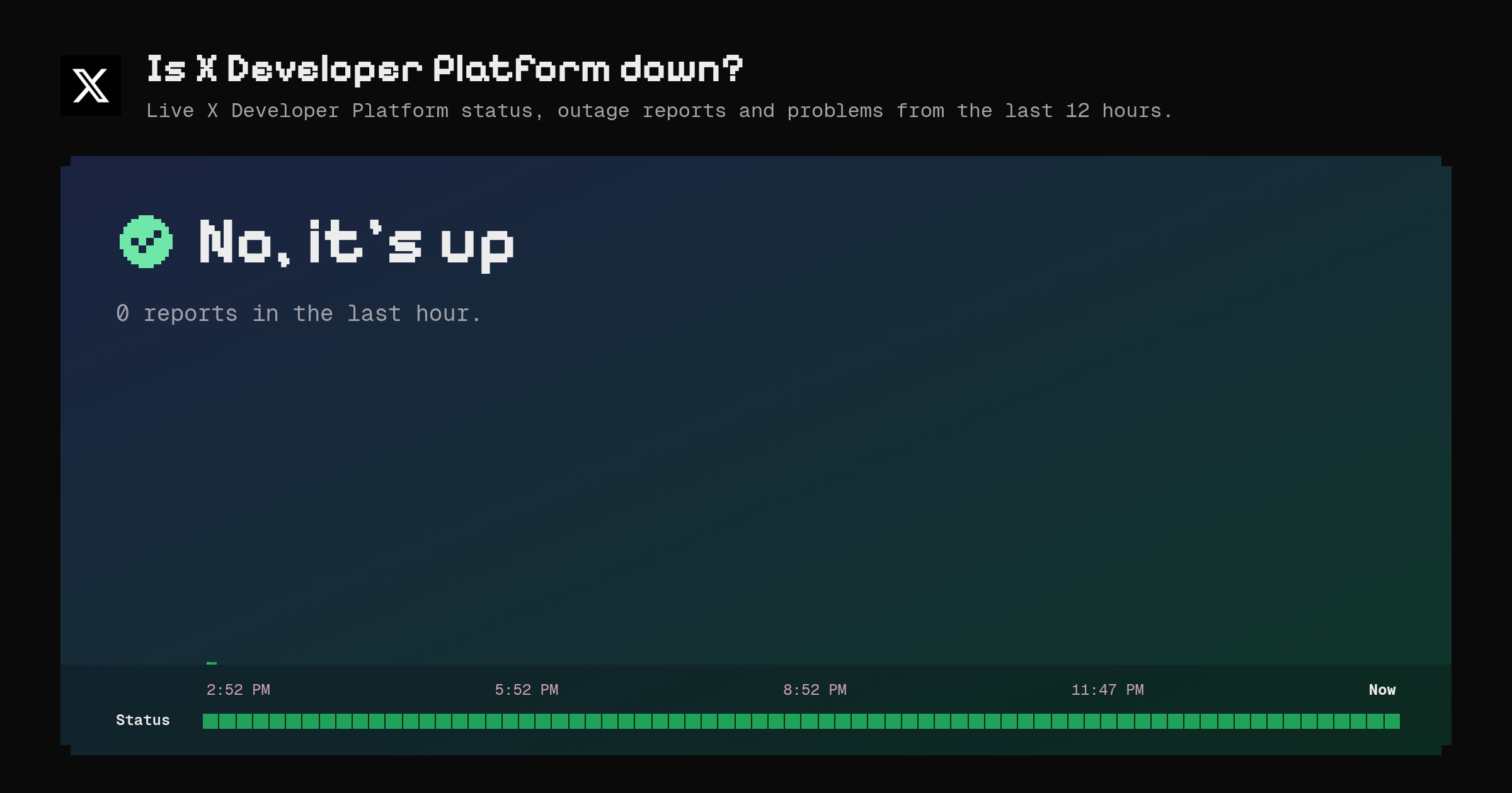 Is X Developer Platform down? Live status and outage reports