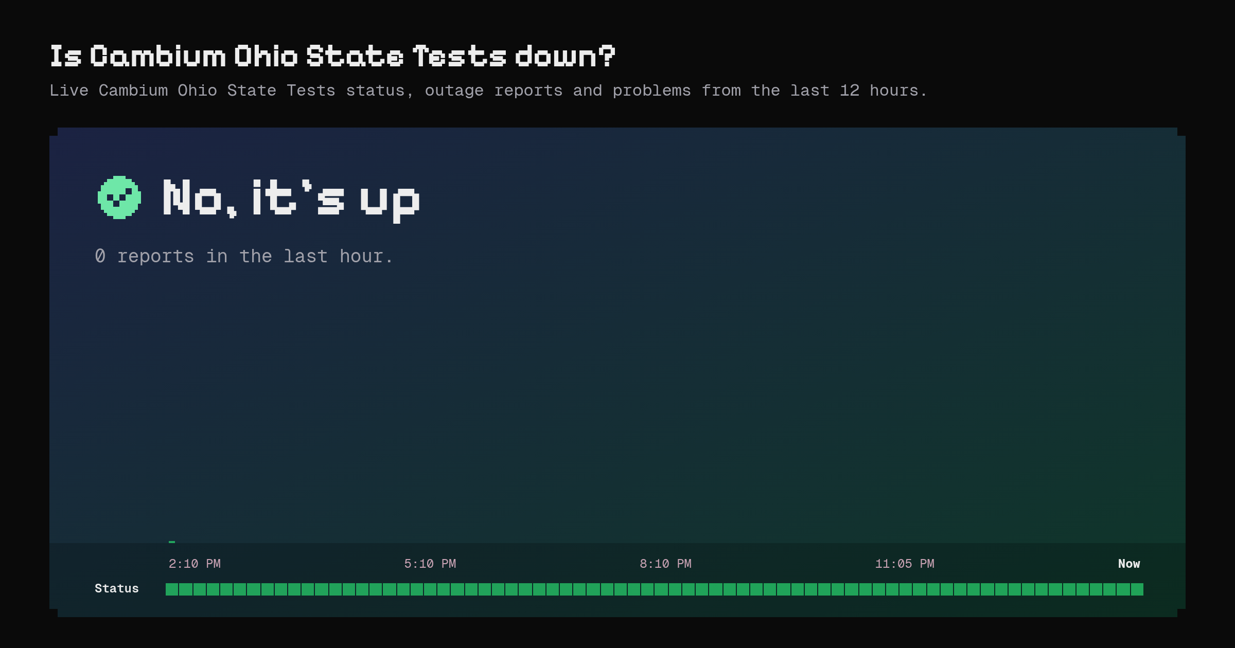 Is Cambium Ohio State Tests down? Live status and outage reports