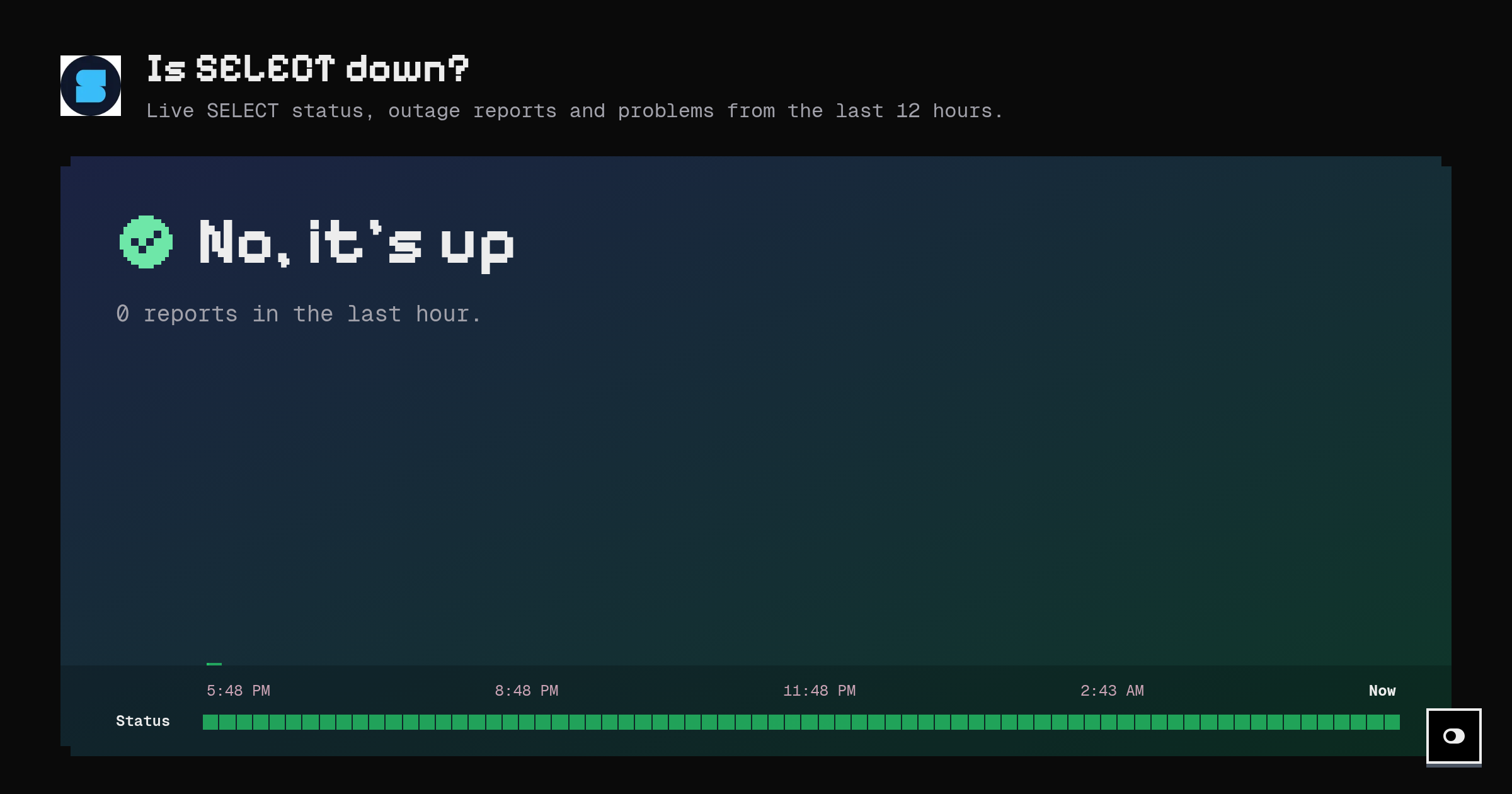 Is SELECT down? Live status and outage reports