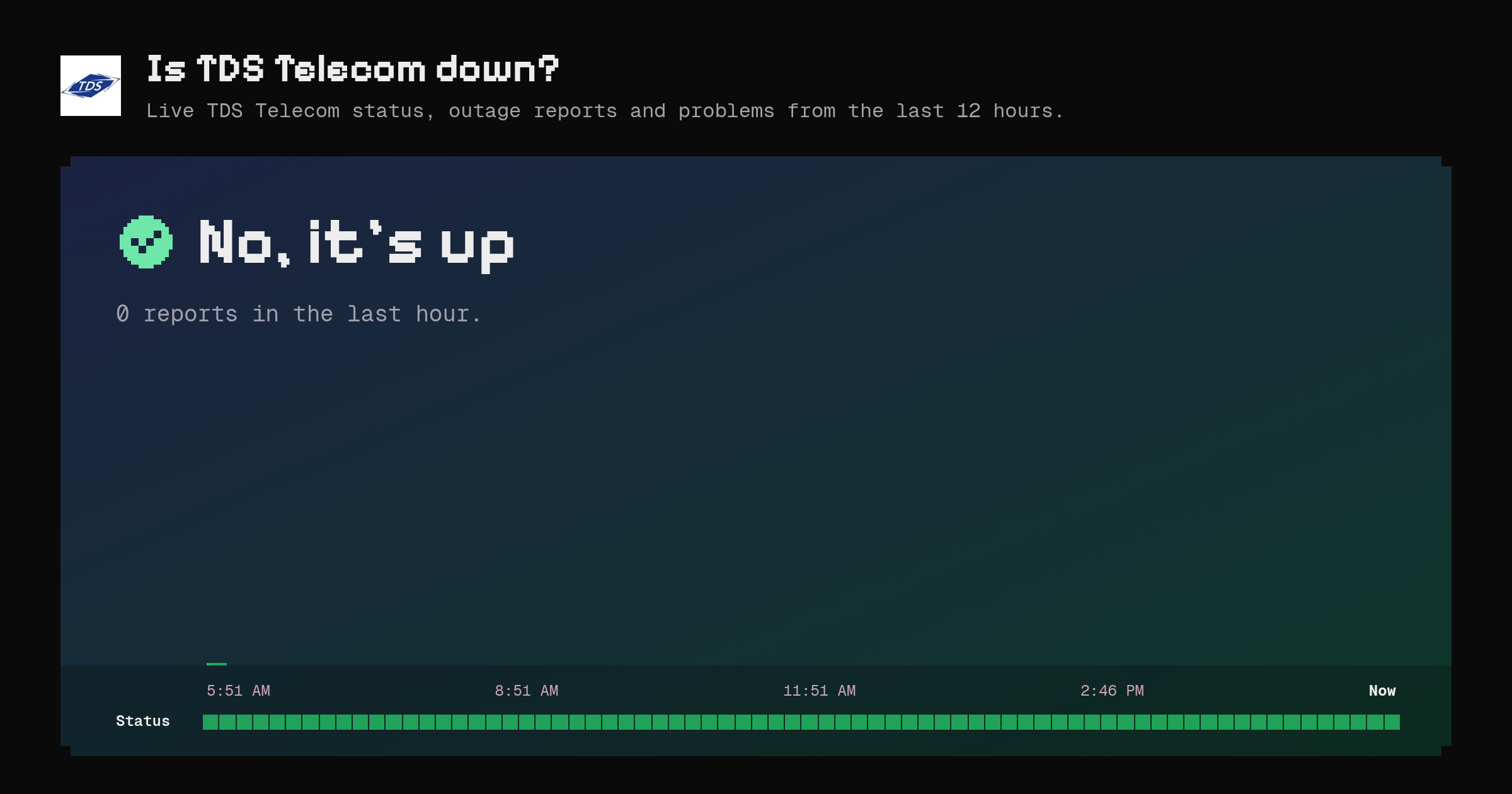 Apakah TDS Telecom mati? · now/tdstelecom.com – Instatus Now
