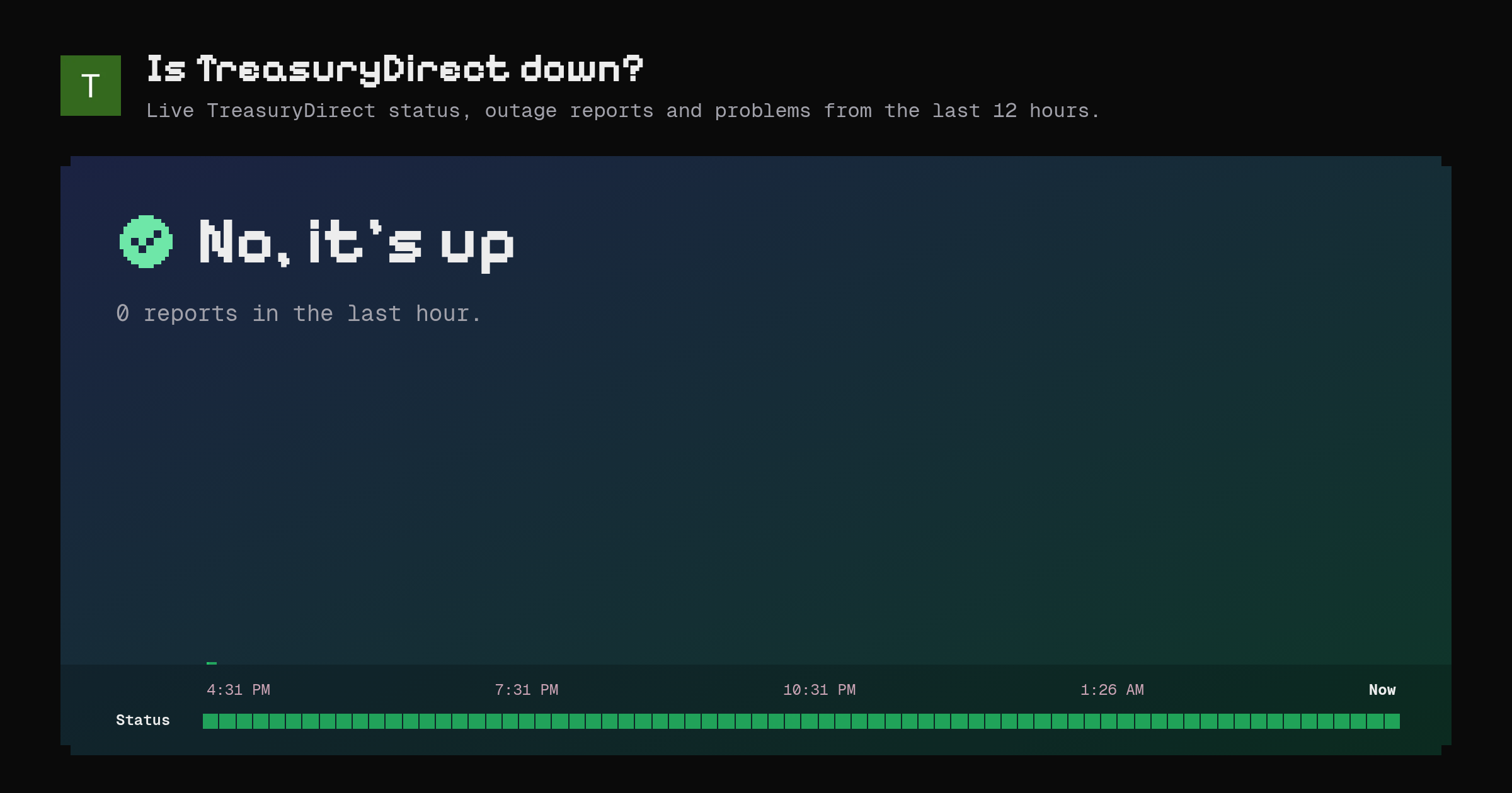 Is TreasuryDirect down? · now/treasurydirect.gov – Instatus Now