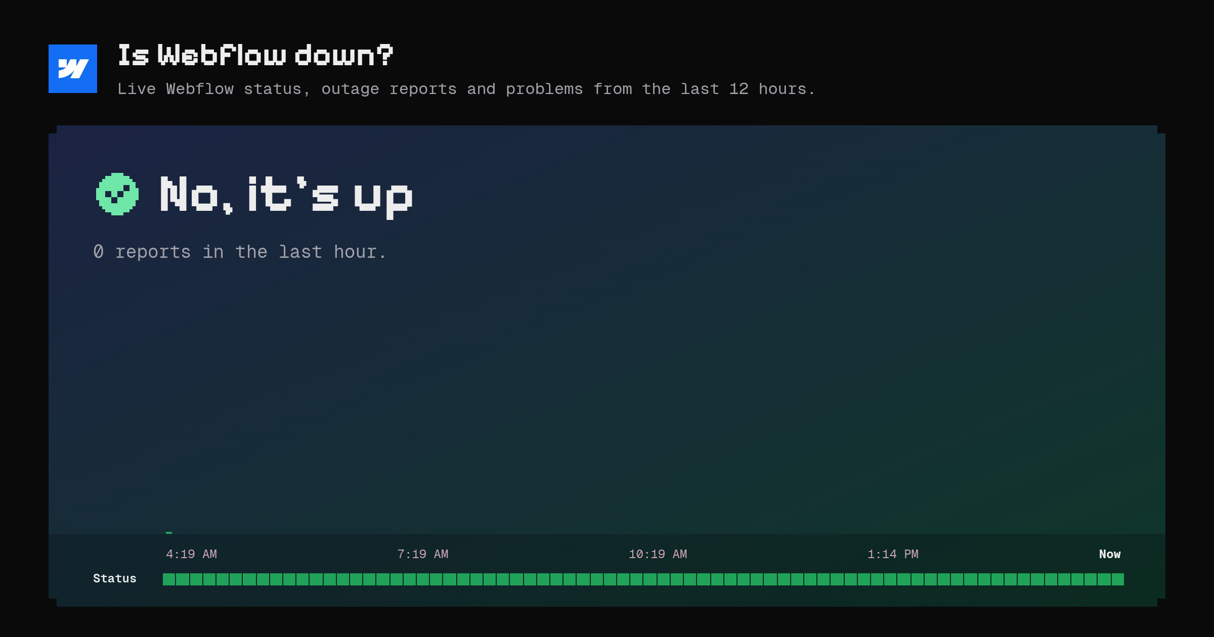 Is Webflow down? · now/webflow.com – Instatus Now